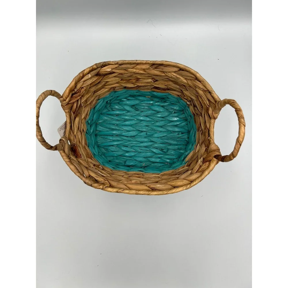 Jo-Ann Woven Seagrass Easter Basket Kids OS Teal Natural Brand New Rustic Boho